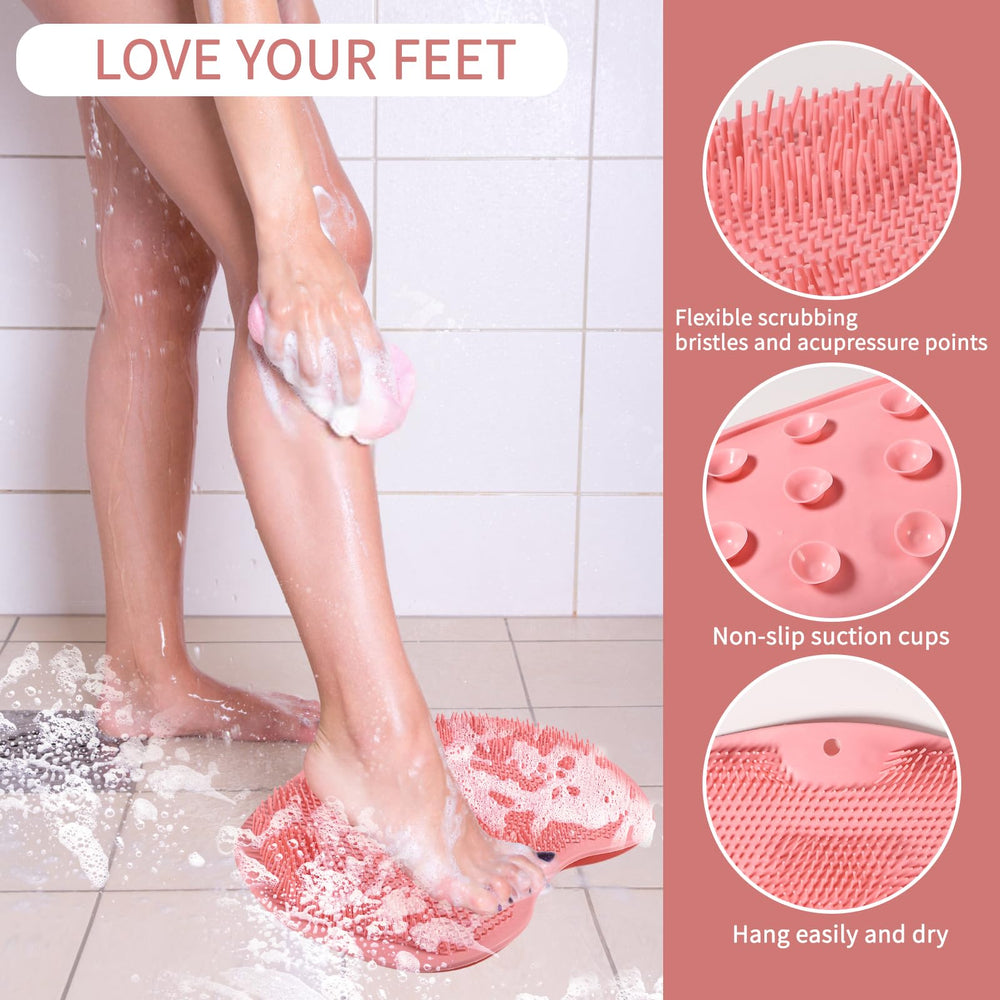 RARKVEN cepillo para pies de ducha, silicona suave y eficaz para limpiar sin esfuerzo.