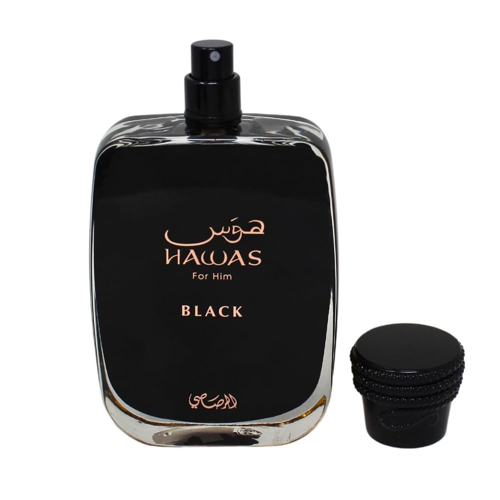 RASASI Hawas Black top-note profile showcasing pineapple and bergamot for a bright opening.