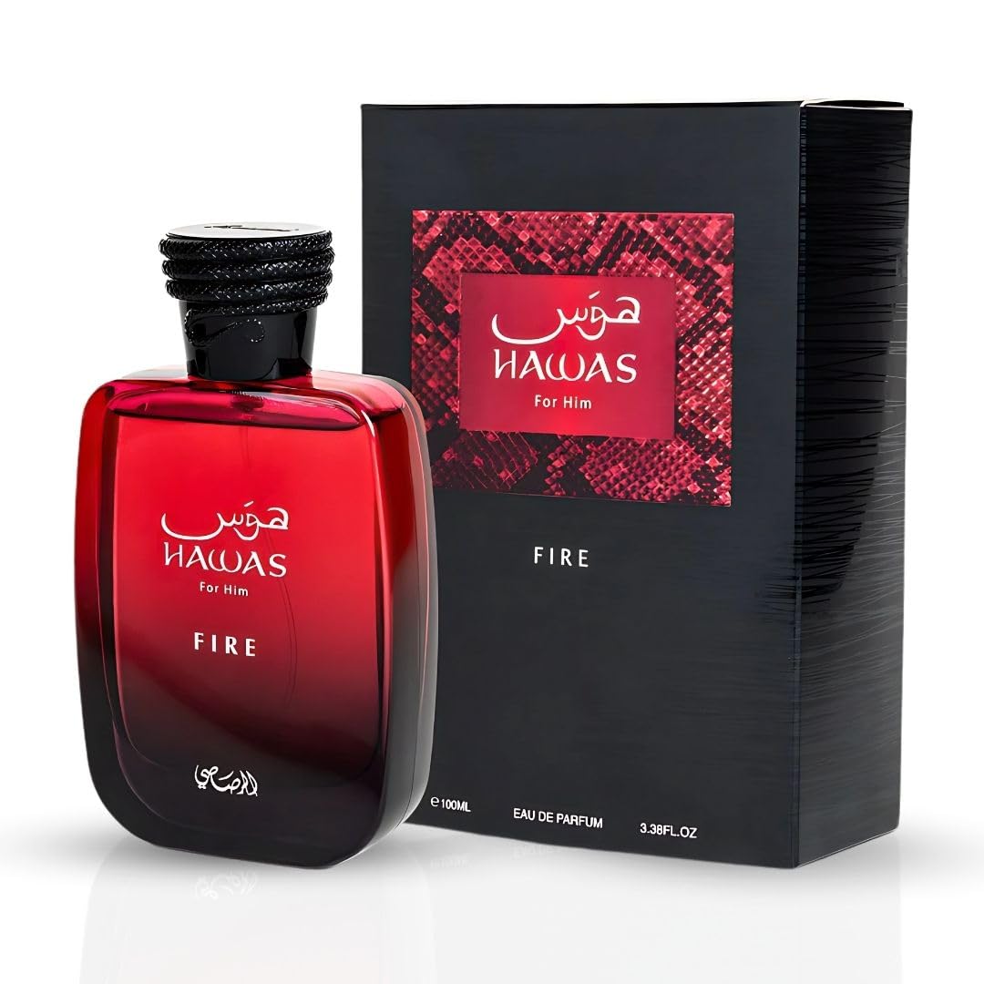 RASASI Hawas Fire jasmine and marine notes evoke a fresh, aquatic appeal.