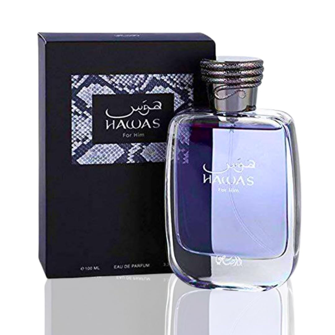 Rasasi Hawas for Him bottle on a neutral surface for daily wear