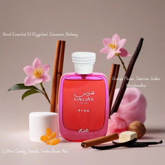 RASASI Hawas Pink for Her cap close-up highlighting premium branding