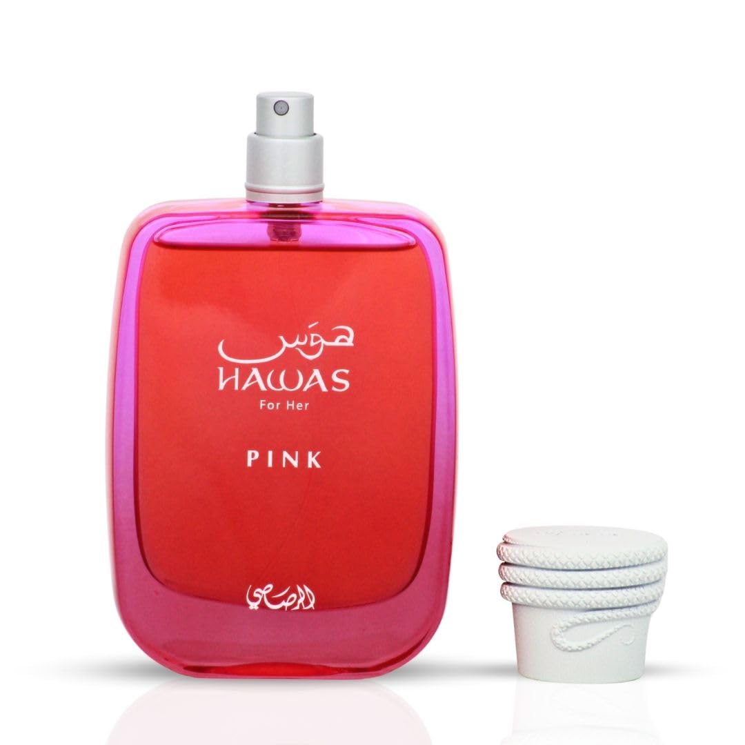 RASASI Hawas Pink for Her outer label emphasizes upscale branding