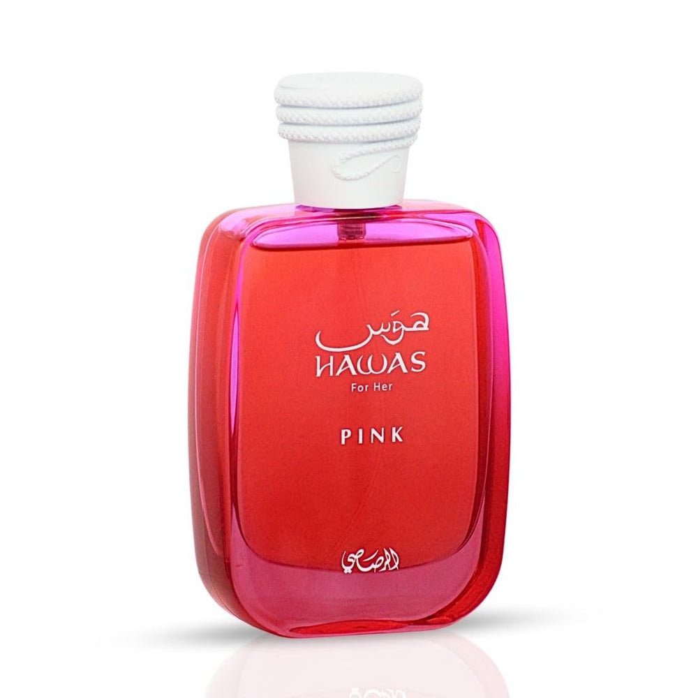 RASASI Hawas Pink for Her box and bottle on display signaling premium presentation