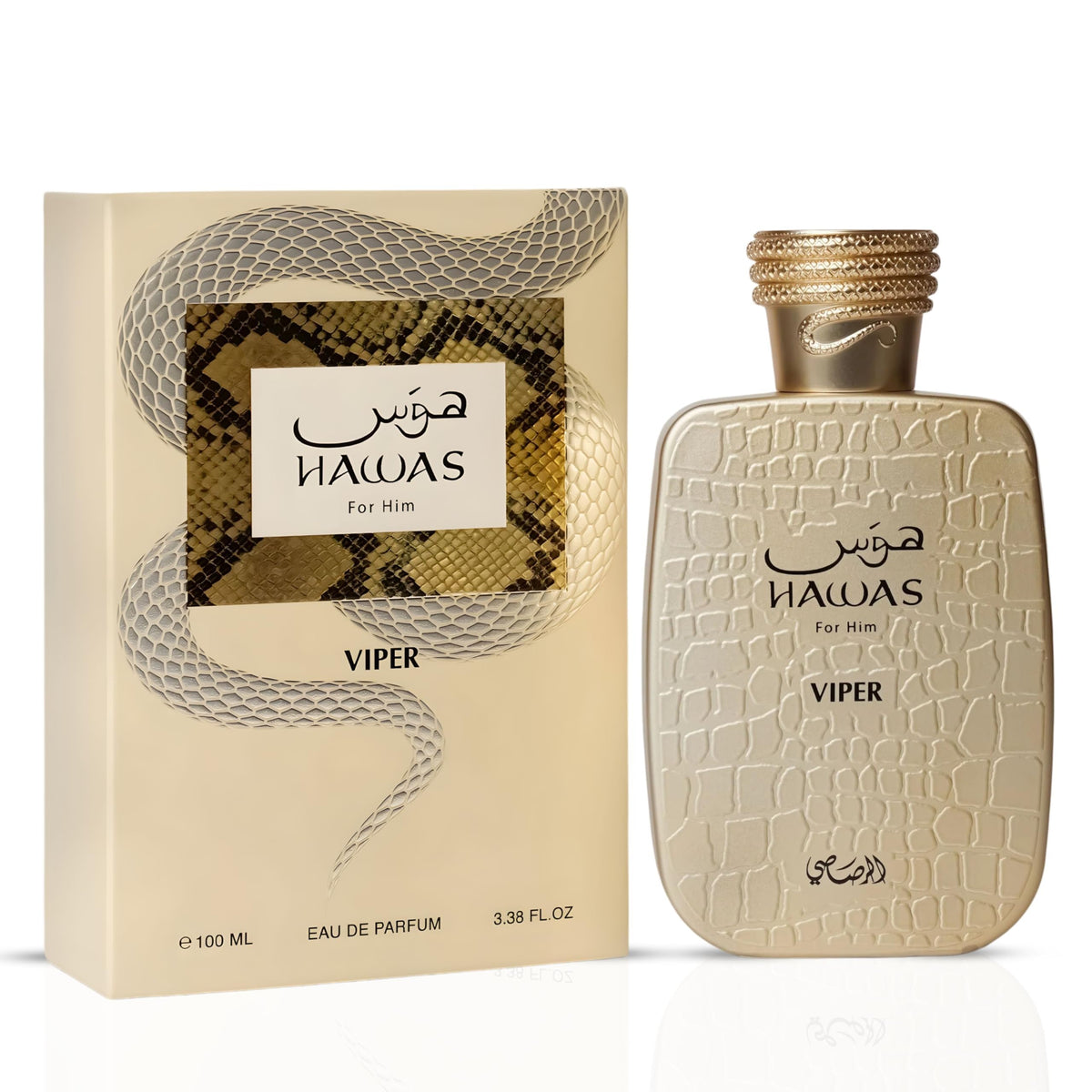 RASASI Hawas Viper bottle on display for bold evening fragrance.