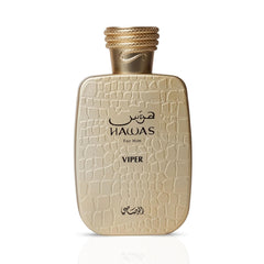 RASASI Hawas Viper top notes with saffron, thyme, and davana.