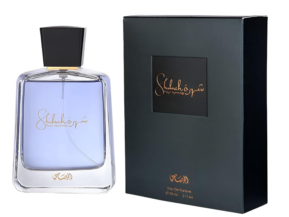 RASASI Shuhrah for Men EDP packaging: sleek gift-ready presentation.