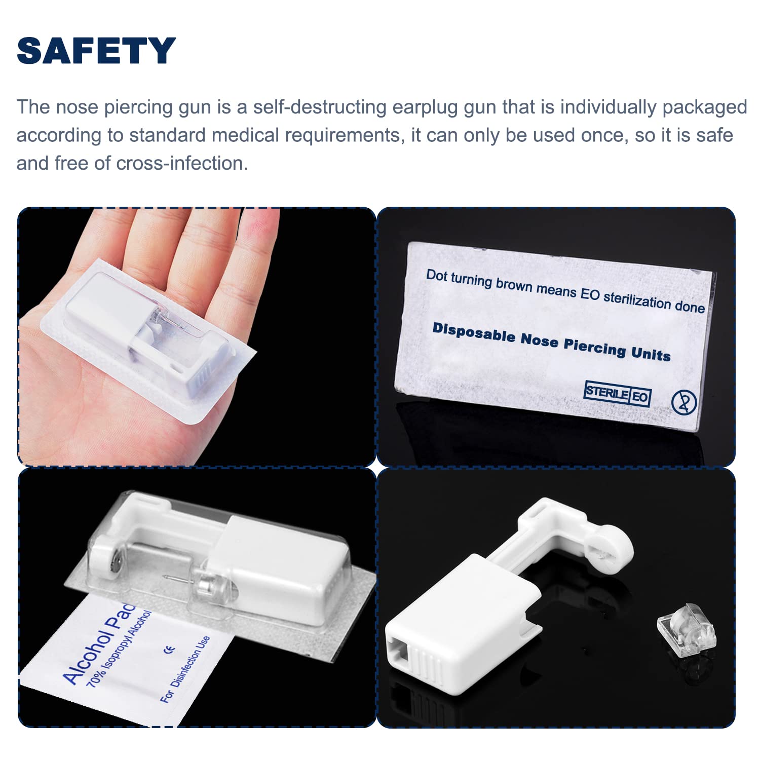 RASDDER clean pads accompany piercing for hygienic aftercare.