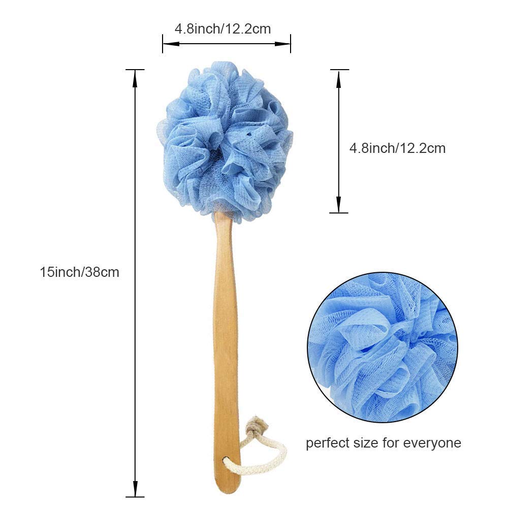 RASDDER long-handle scrub reaches back and legs for convenient cleansing.