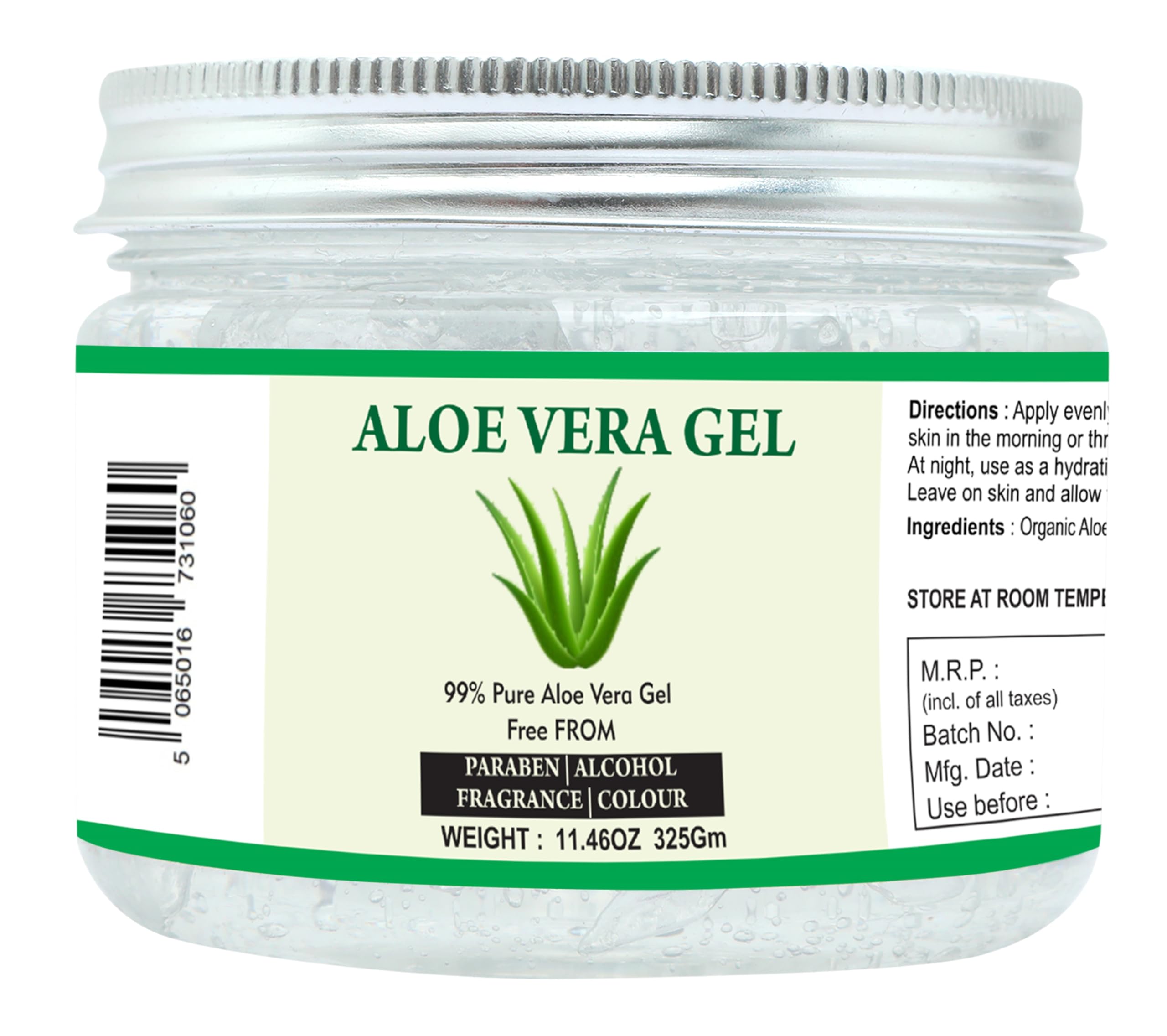 Raslok Aloe Vera Gel en botella, hidratación duradera para piel y cabello.