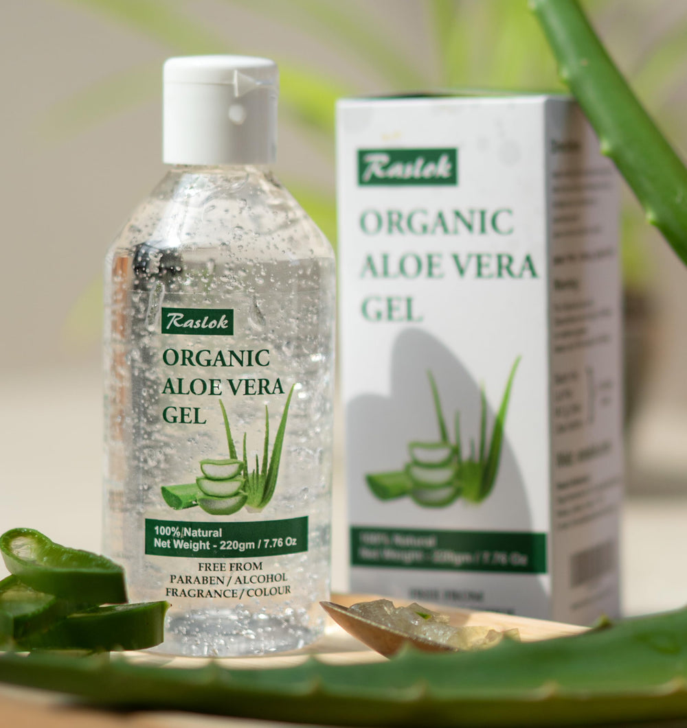 Raslok Aloe Vera Gel para cabello, brillo natural y control del frizz.