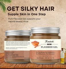 Raslok Gel de Linaza: textura ligera para aplicación diaria sin grasa.