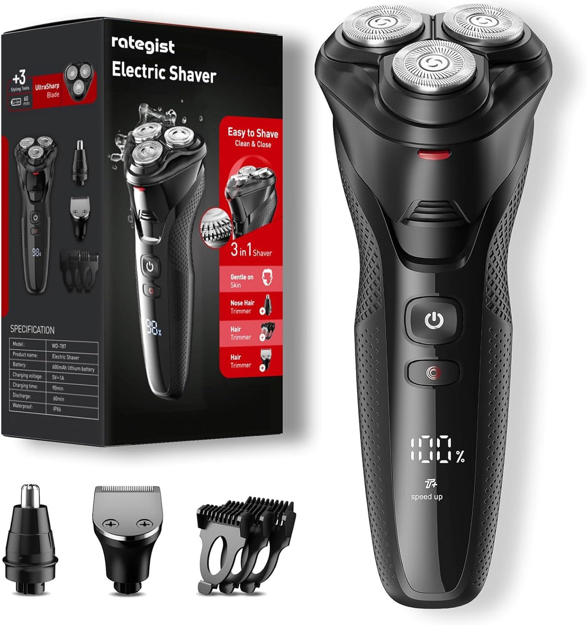 Rategist cordless electric razor beard trim for precise grooming at home