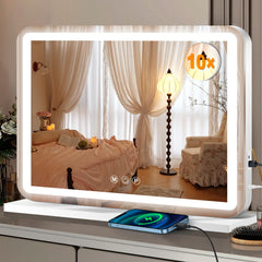 Ratsamee 23x18 vanity mirror with lights shows crisp reflection with tempered glass for makeup precision
