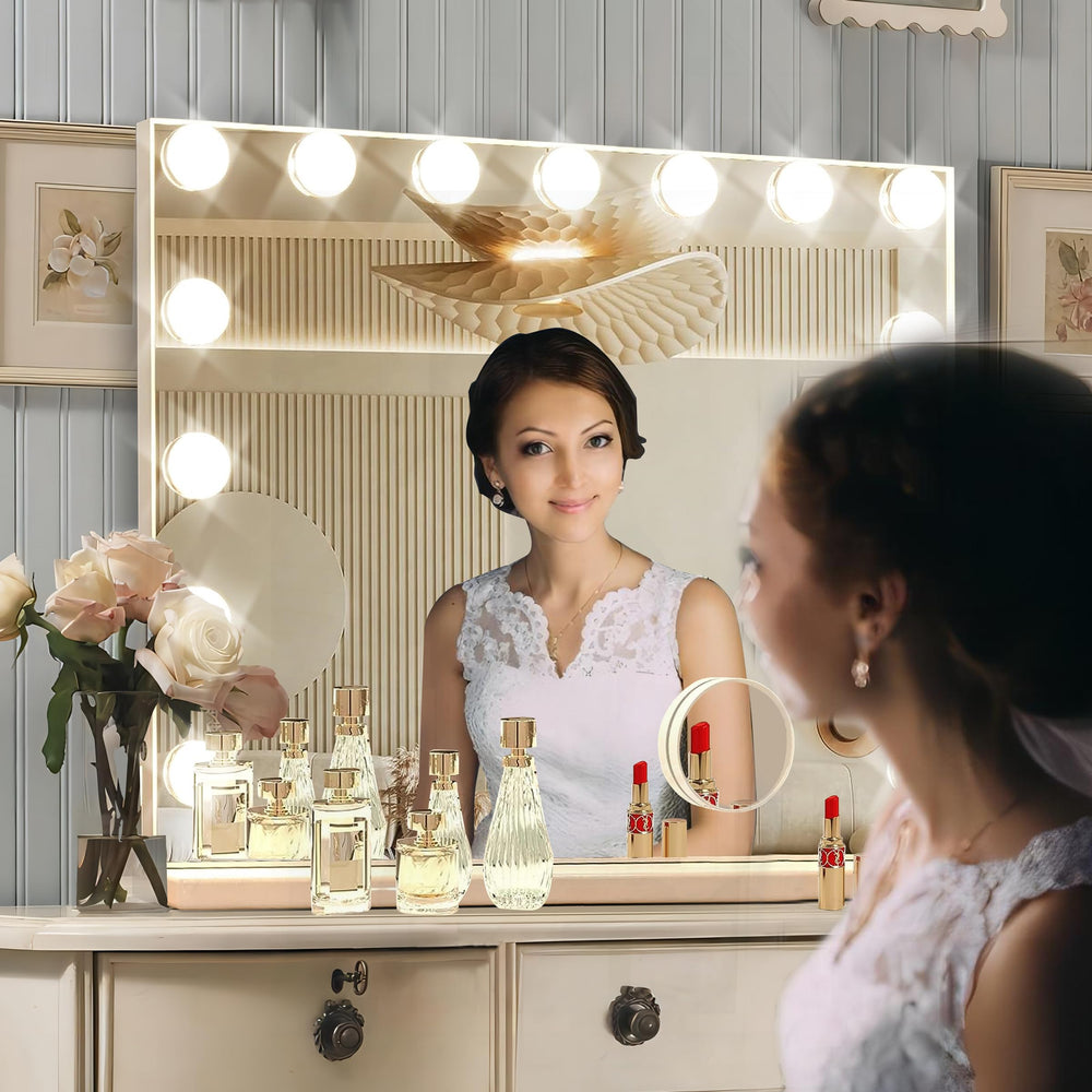 Ratsamee vanity mirror detachable 10x magnifier for close detail work