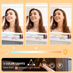 Ratsamee vanity mirror with 3-color LEDs supports warm, natural, and cool tones
