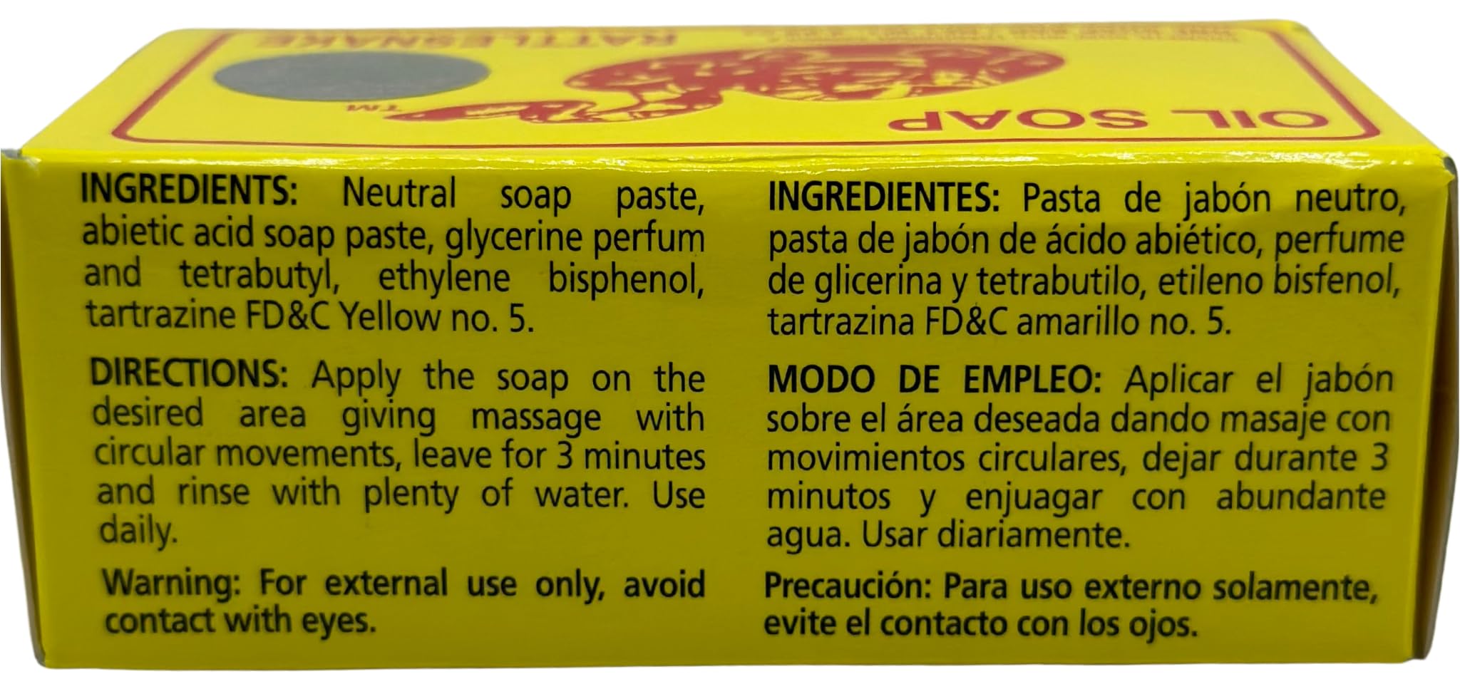 Rattlesnake Oil Soap packaging highlights herbal blend.