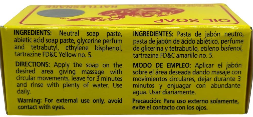 Rattlesnake Oil Soap packaging highlights herbal blend.