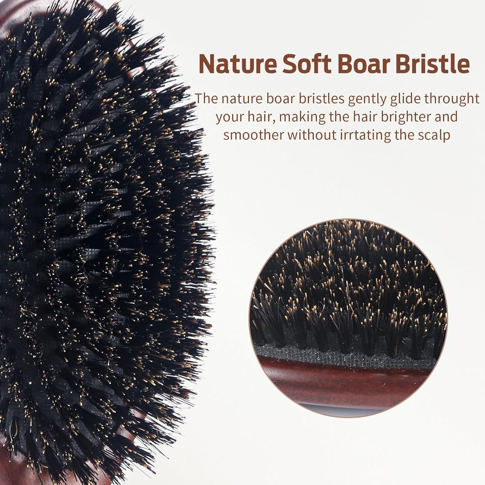 RAVEGO brush in use detangles gently without pulling hair.