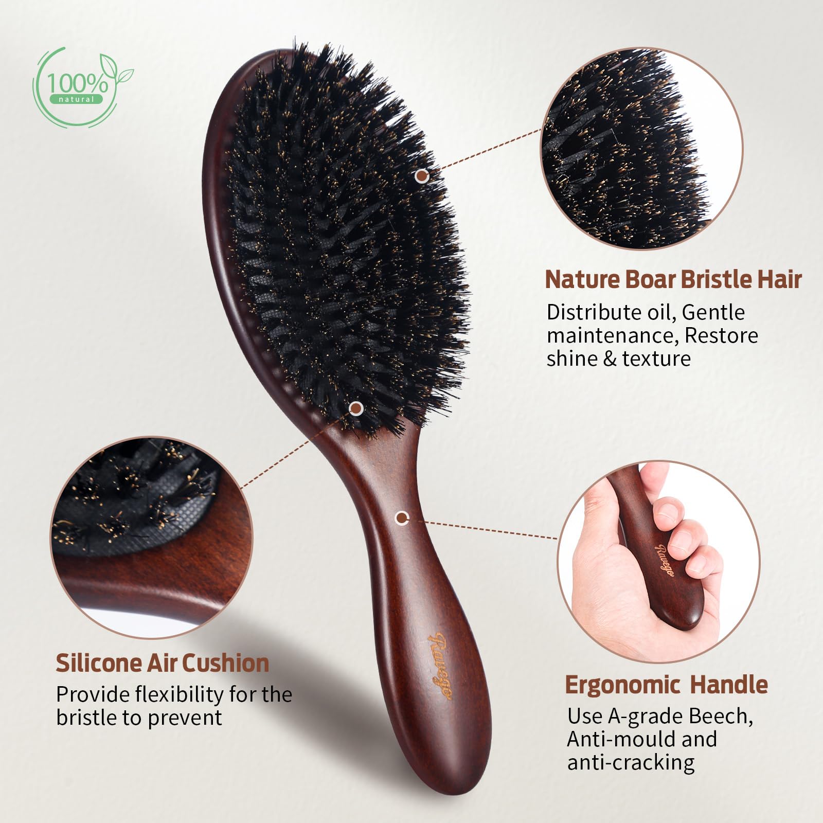 RAVEGO wooden comb included for easy detangling before brushing.