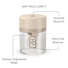 Ravie Beauty eye-pencil sharpener delivers clean lines for defined eyes.