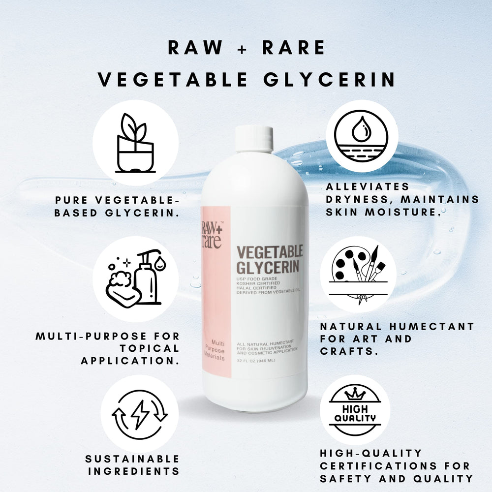 Raw Plus Rare glicerina vegetal aplicación en piel, humectante ligero.