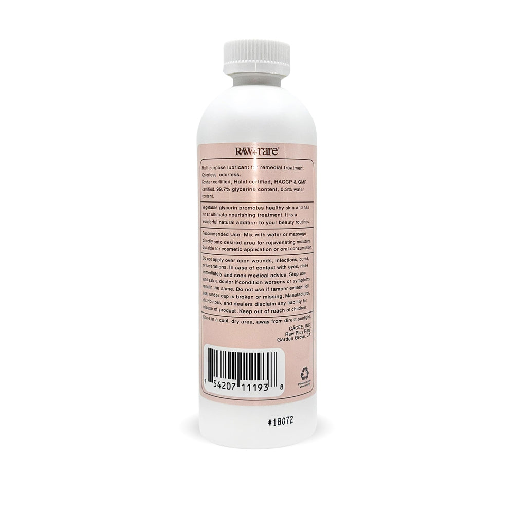 Raw Plus Rare glicerina vegetal, textura clara, base cosmética suave para rostro y cabello