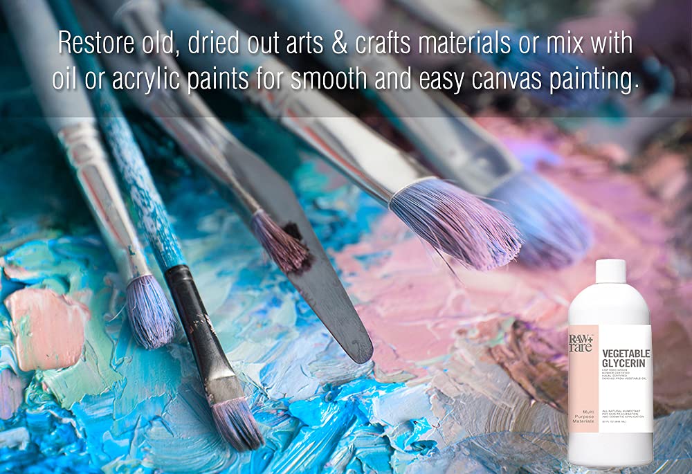 Raw Plus Rare glicerina vegetal, usos en artes, humectante para pinturas y pinceles