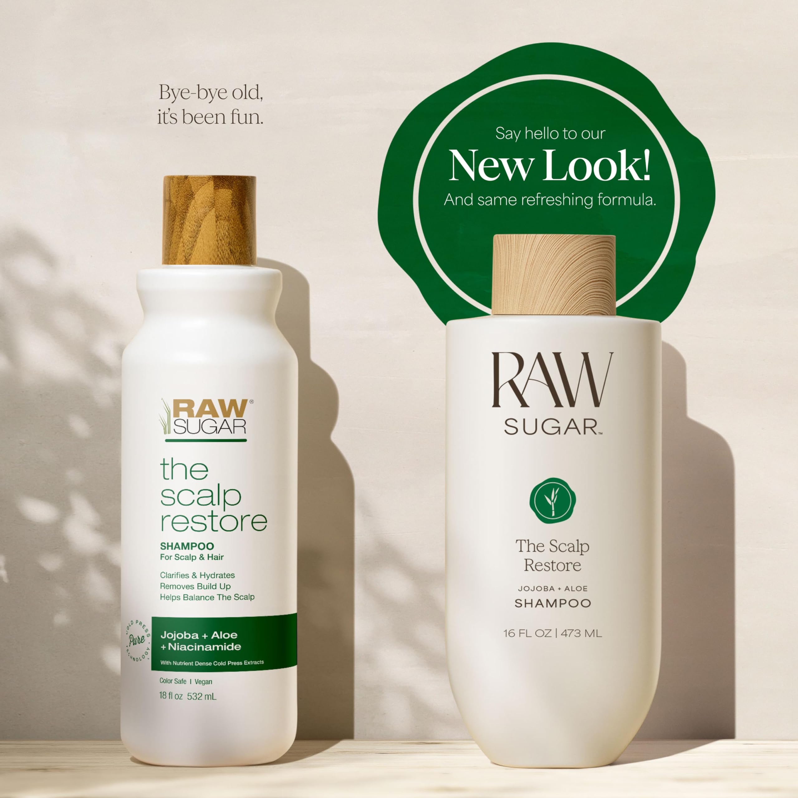 Raw Sugar fragrance notes of jojoba and aloe evoke crisp aroma.