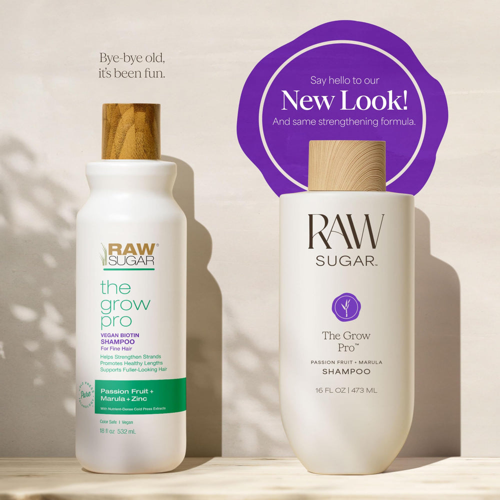 RAW SUGAR Grow Pro bathroom setup on shelf with other products.