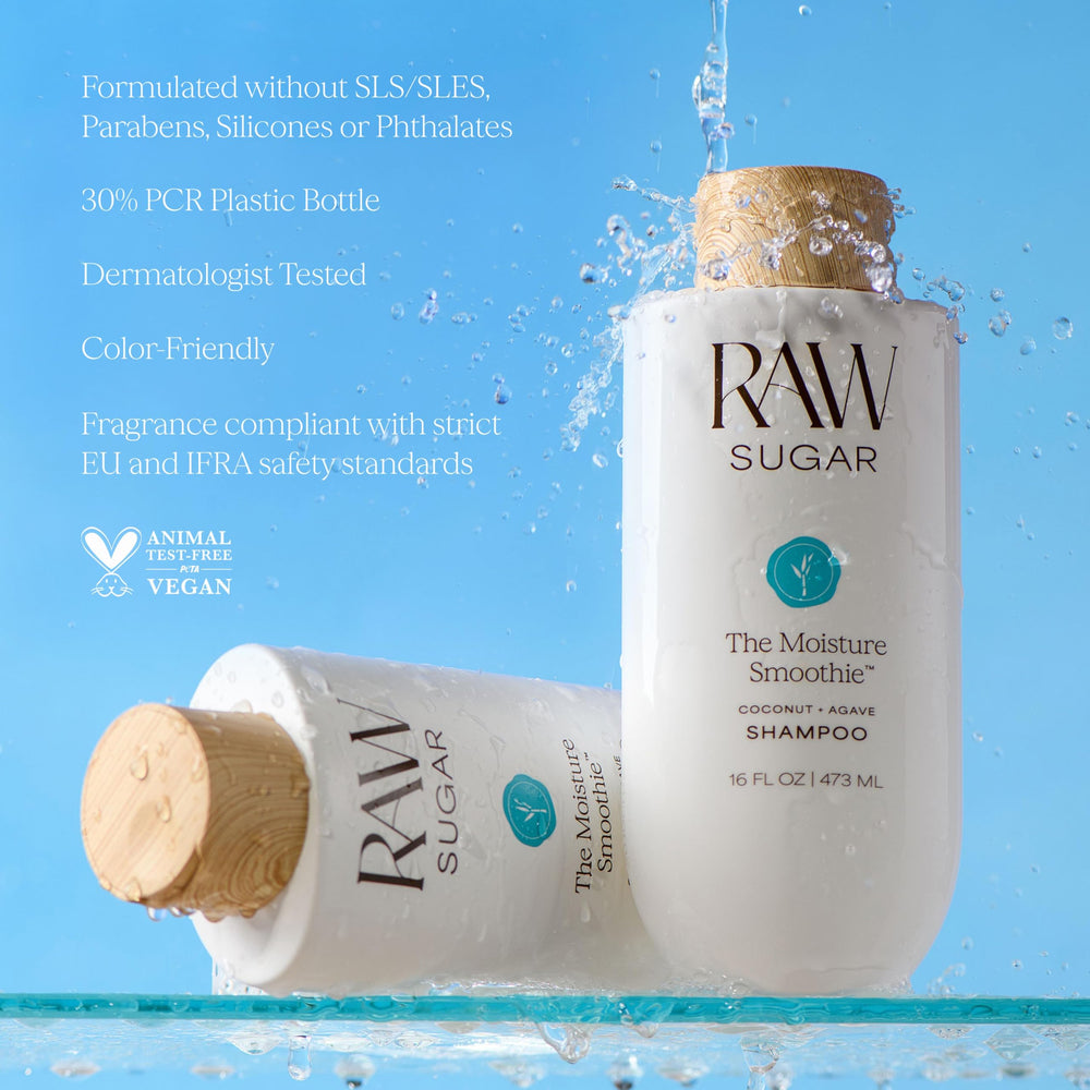 RAW SUGAR The Moisture Smoothie ingredients: agave bottle shows moisture retention