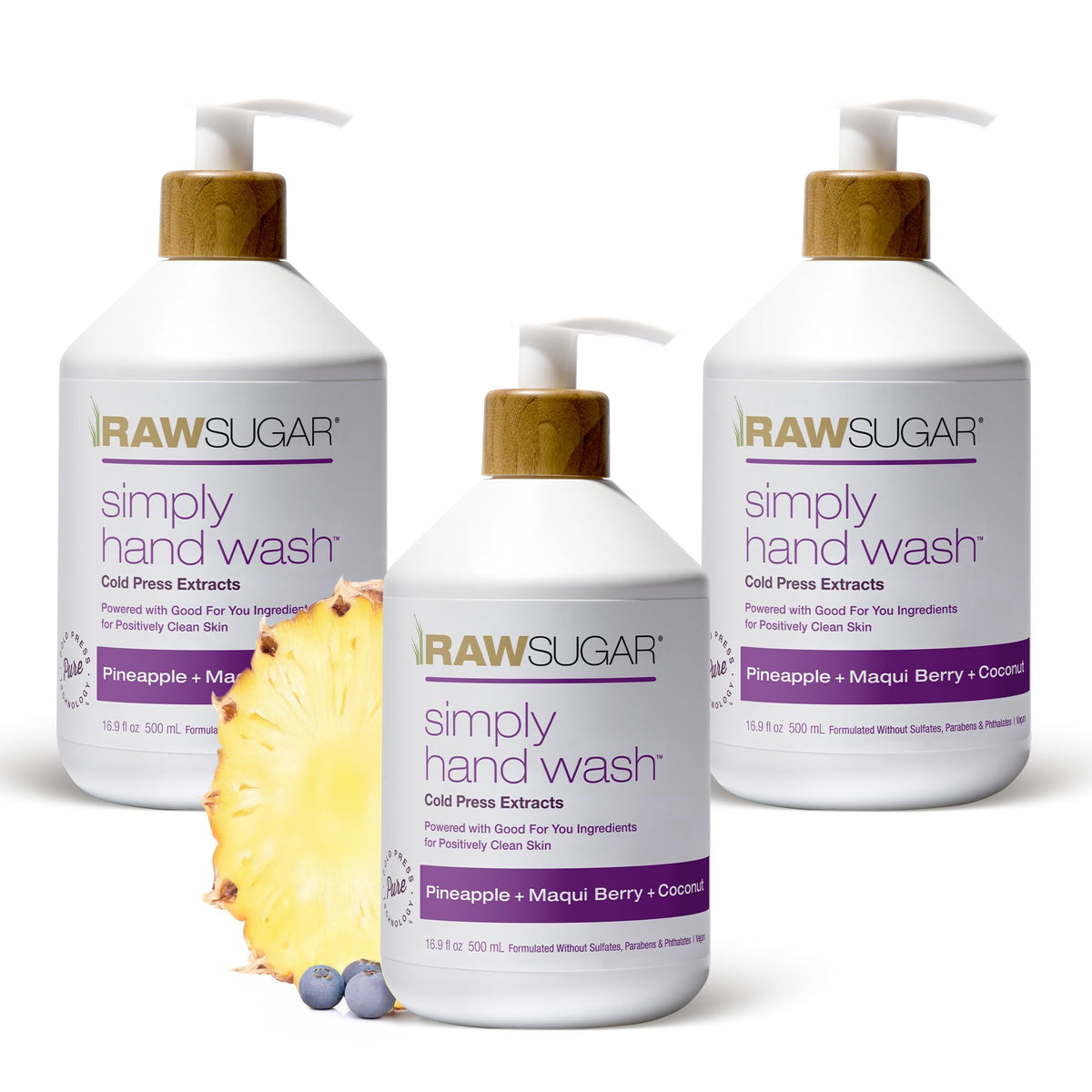 Jabón líquido RAW SUGAR set de tres: limpieza suave para manos