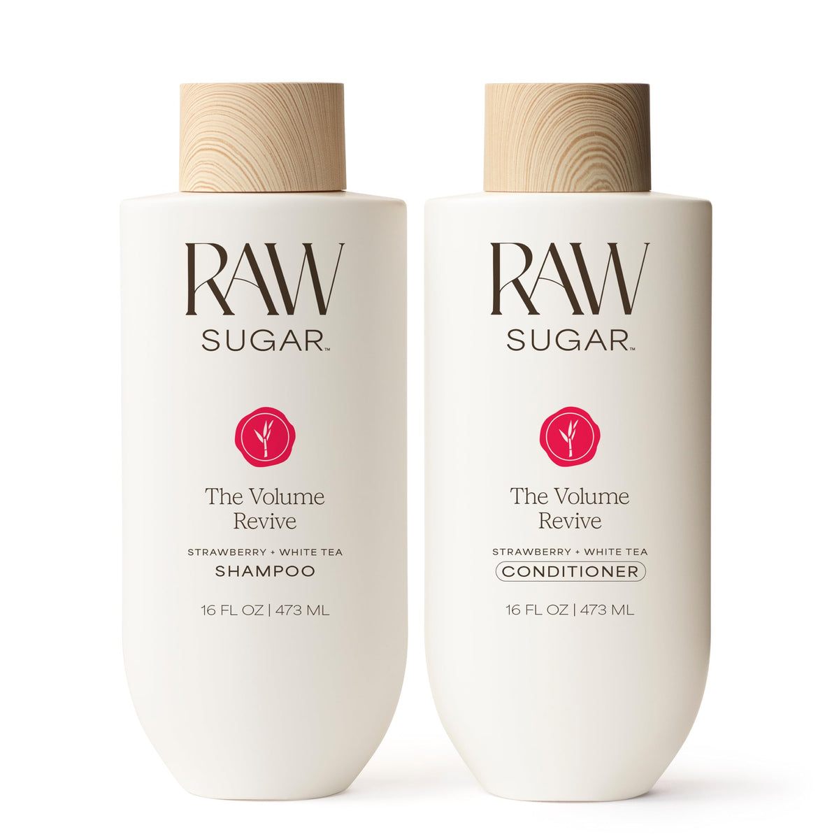 RAW SUGAR Volume Revive champú botella visible, aporta volumen ligero