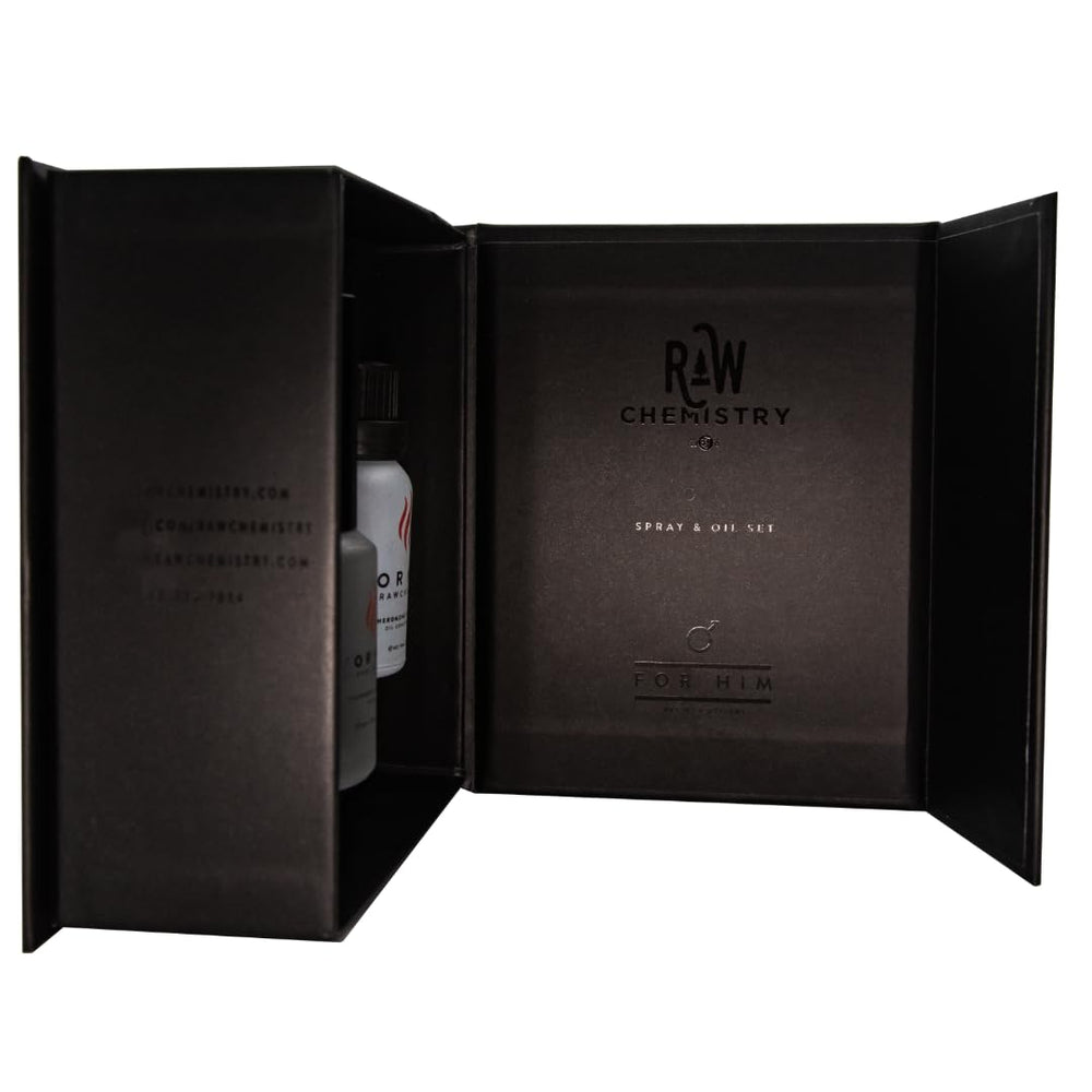 RawChemistry For Him Set nightstand setup for daily grooming routine