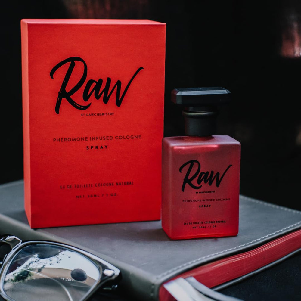 RawChemistry masculine fragrance visual suggests versatile day-to-night use.