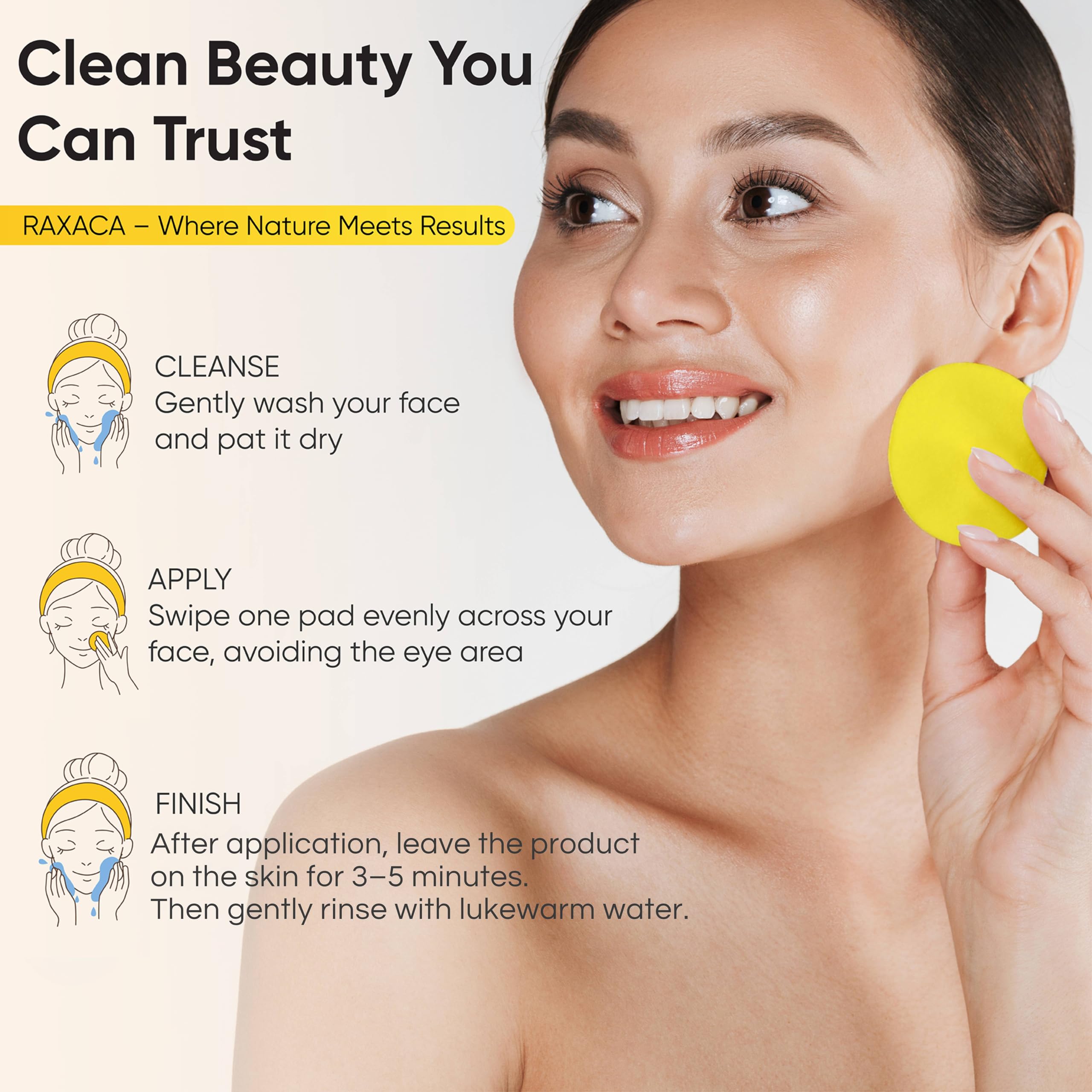 RAXACA Travel-friendly skincare pads shown for on-the-go cleansing.