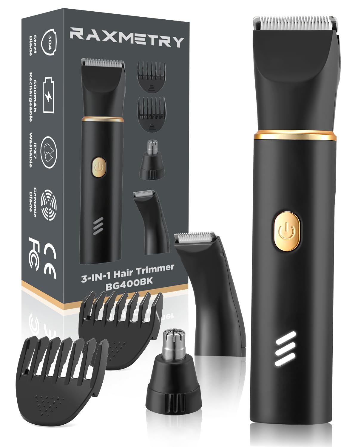 RAXMETRY Manscape Body Trimmer front view, compact and precise grooming.