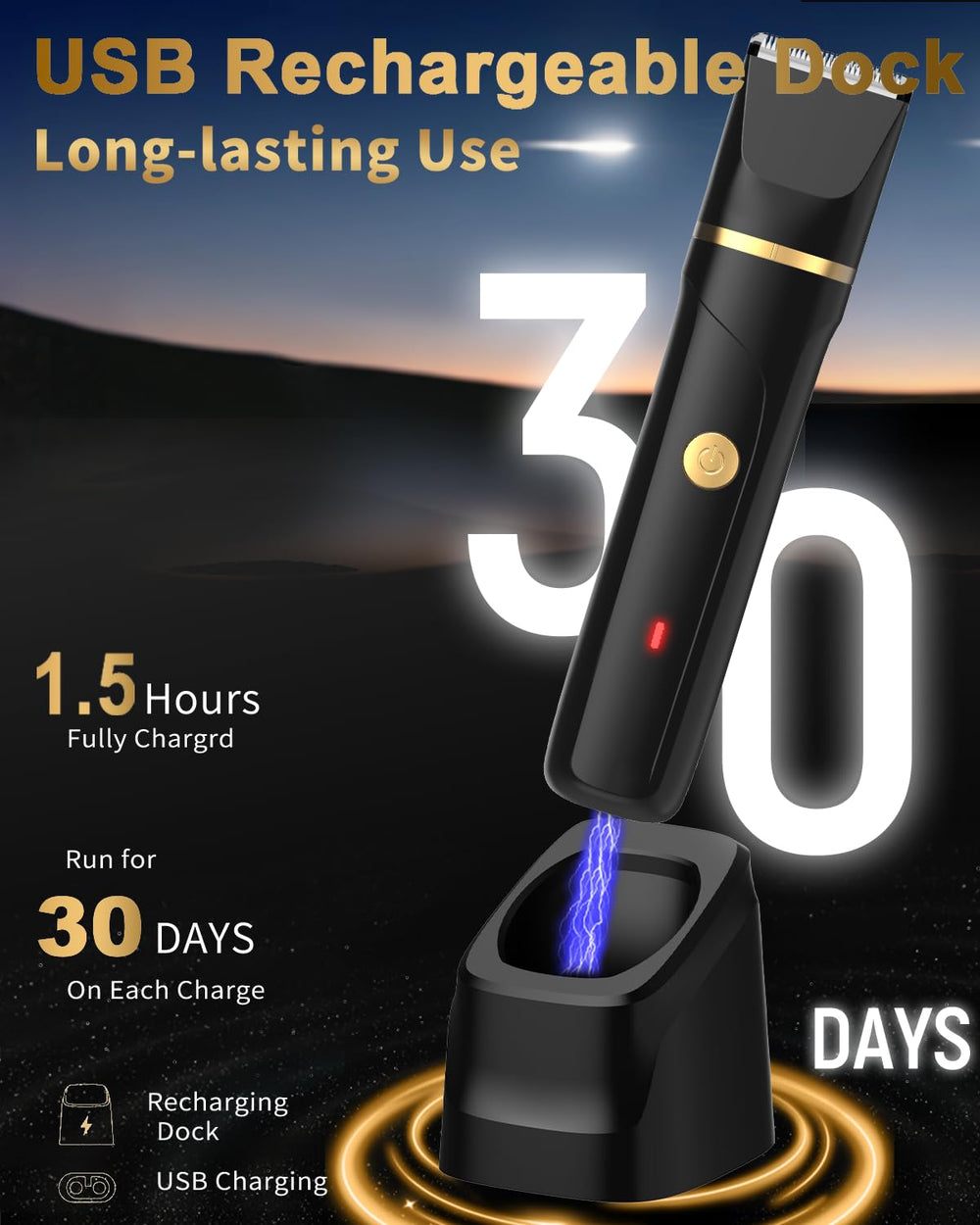 RAXMETRY USB recharge dock for convenient, long-lasting power.