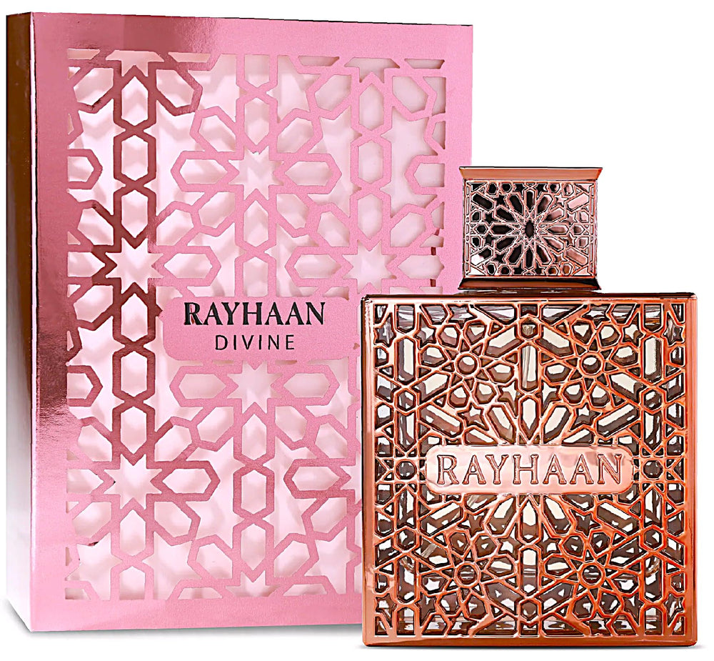Rayhaan Divine packaging box reveals luxurious presentation and gift-ready appeal.