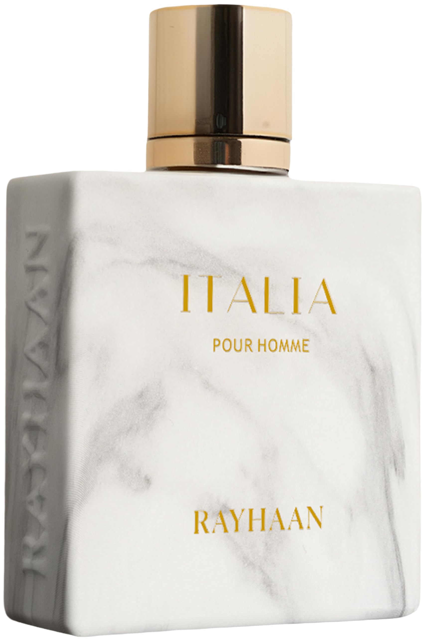 Rayhaan Italia bottle front with citrus-spice profile for refined men