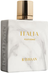 Rayhaan Italia bottle front with citrus-spice profile for refined men