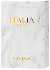 Rayhaan Italia packaging box presenting a premium fragrance experience