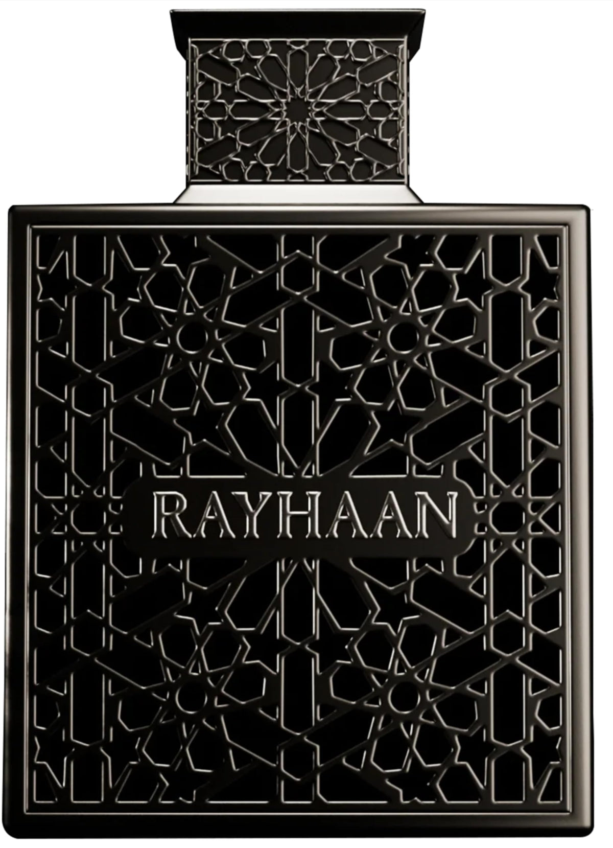 Rayhaan Obsidian bottle highlighting iris and citrus freshness for a bright first impression.