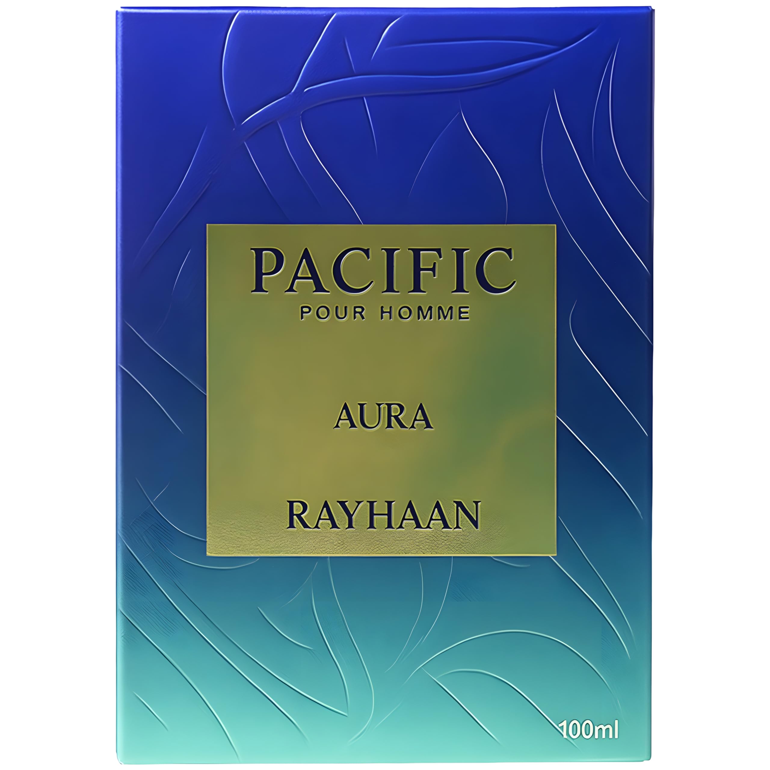 Rayhaan Pacific Aura sleek bottle showcases modern design and freshness.