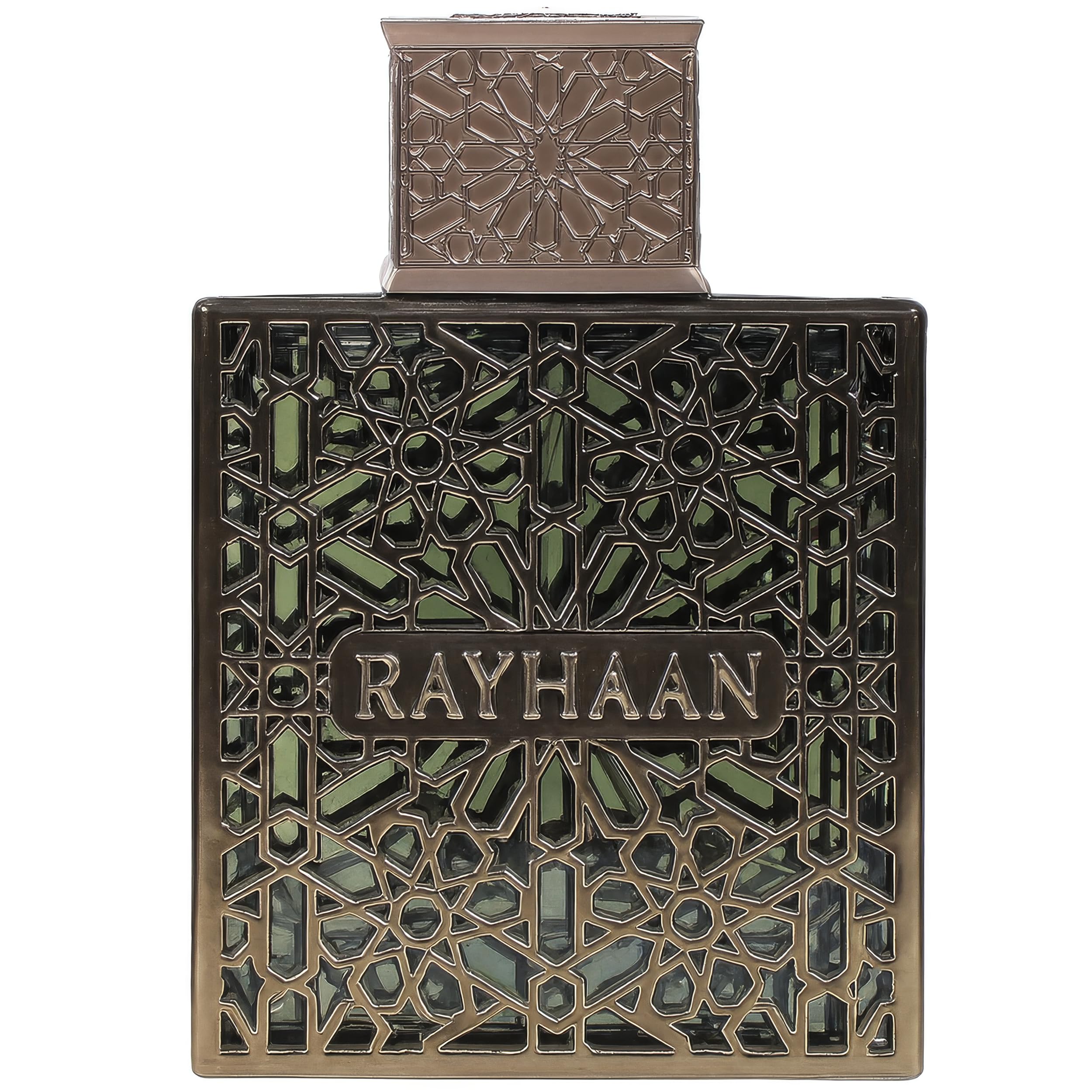 Rayhaan Terra bottle front view highlights earthy luxury for unisex wear.