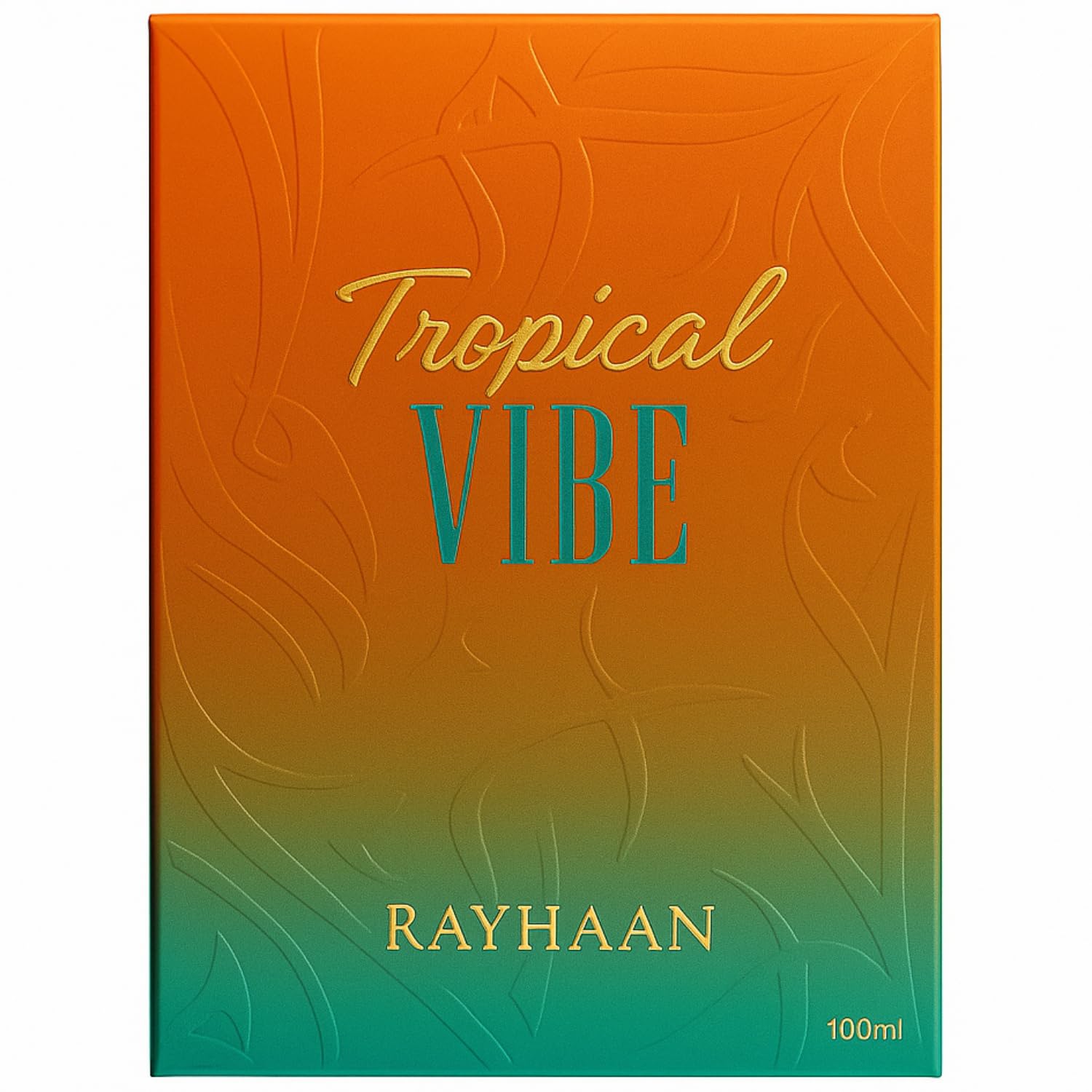 Rayhaan Tropical Vibe bottle side view highlights sleek design for confident occasions.