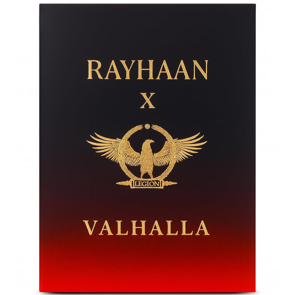 Rayhaan Valhalla base notes oakmoss and praline add warm depth.