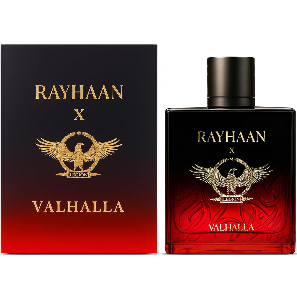 Rayhaan Valhalla heart notes blend raspberry with Bulgarian rose for a lush, fruity center.