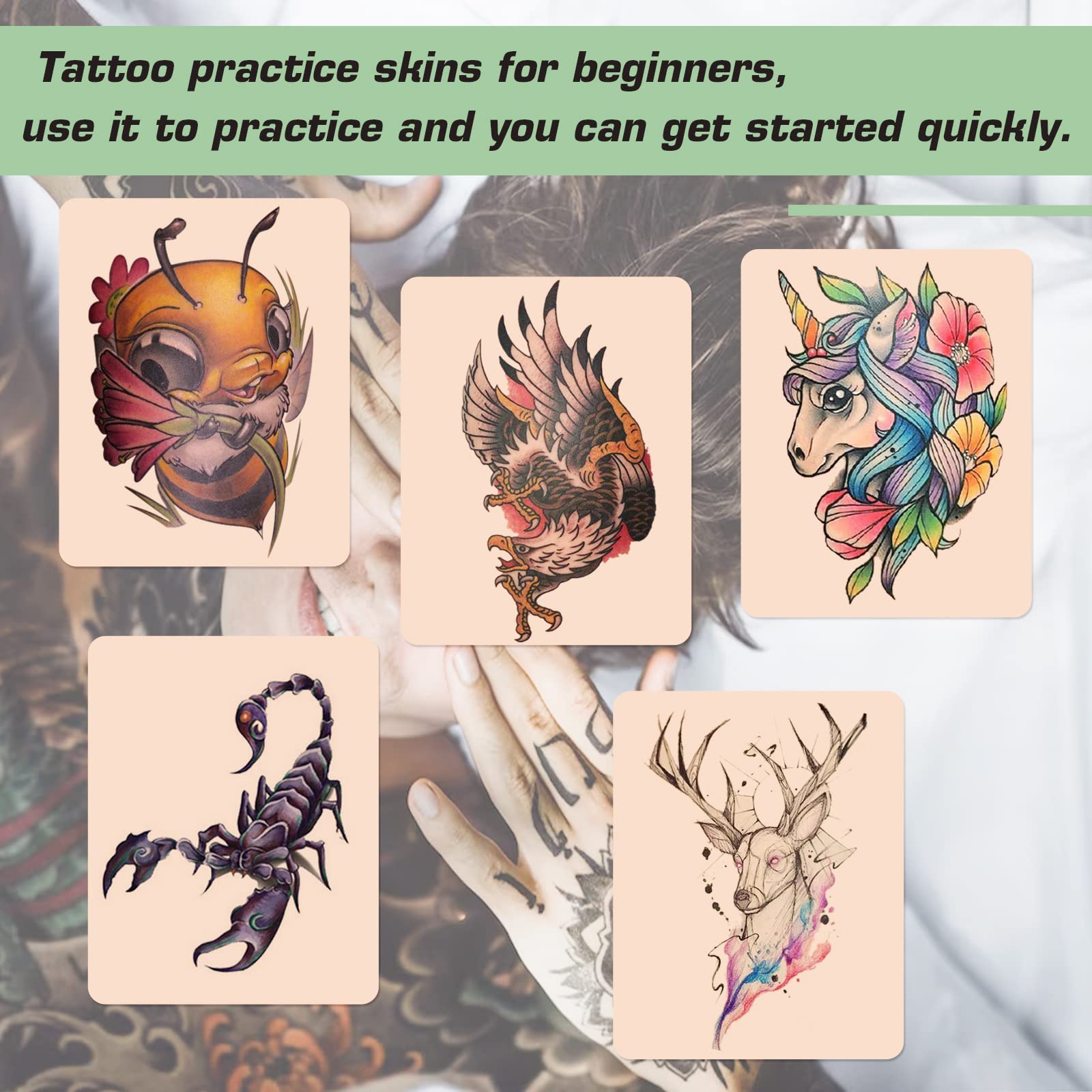 Rayyl transferencia y práctica para tatuaje, pruebas de diseños con papel de transferencia.