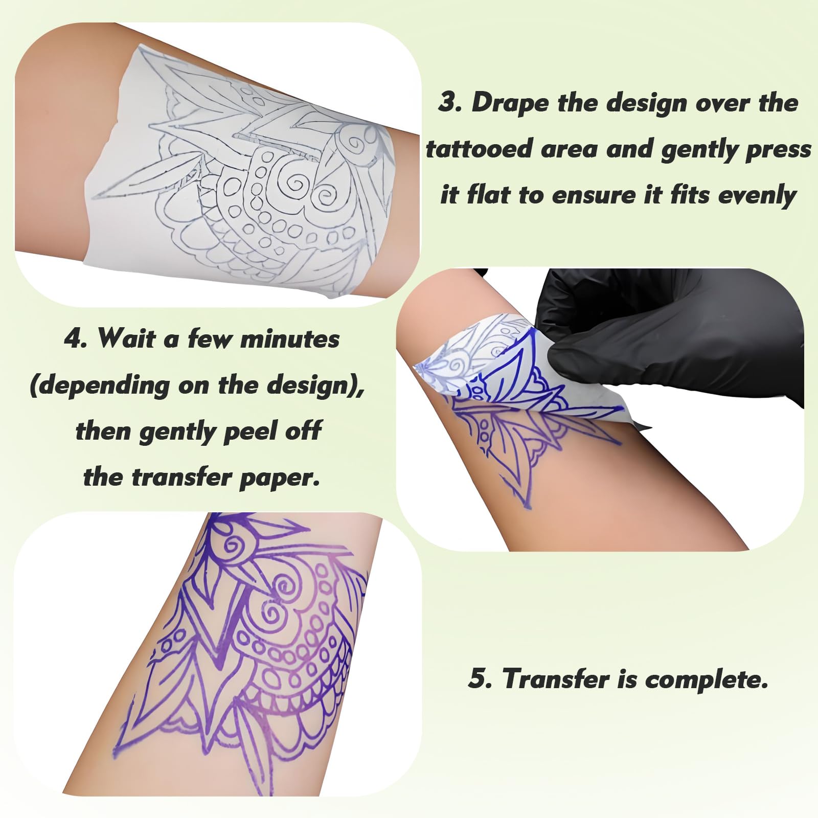 Rayyl easy-steps guide for stencil transfer, suitable for beginners.