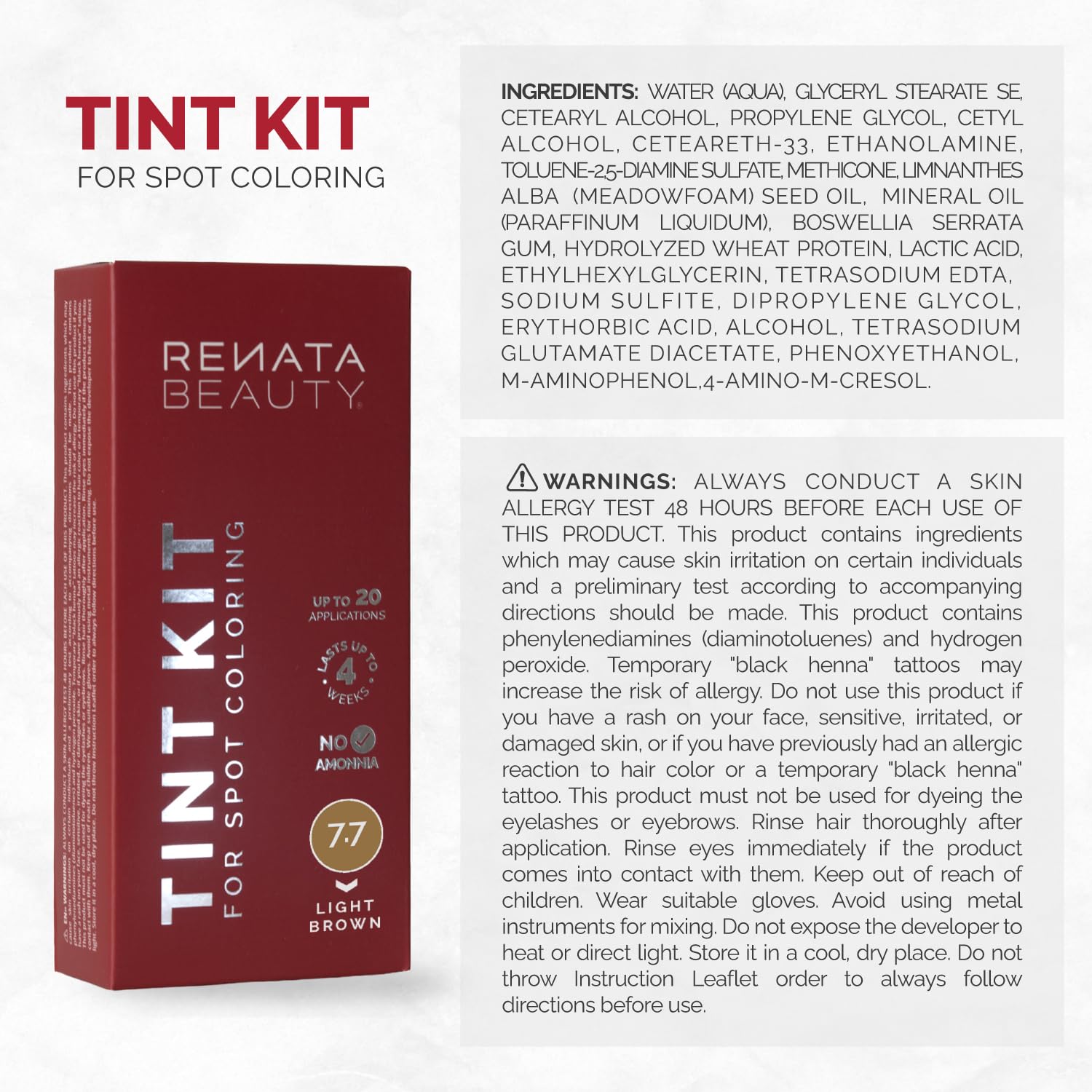 RB RENATA BEAUTY Complete dye kit ready for up to 25 uses.